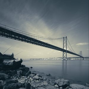 Превью обои камни, река, мост, природа