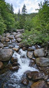 Превью обои камни, река, вода, пейзаж, природа