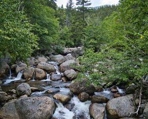 Превью обои камни, река, вода, пейзаж, природа