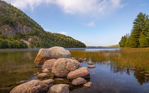 Превью обои камни, река, вода, гора