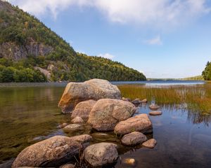 Превью обои камни, река, вода, гора