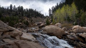 Превью обои камни, ручей, вода, пейзаж