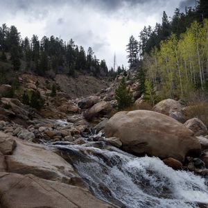 Превью обои камни, ручей, вода, пейзаж