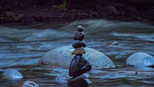 Превью обои камни, ручей, вода, природа