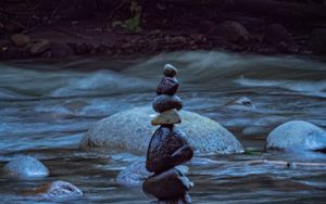 Превью обои камни, ручей, вода, природа