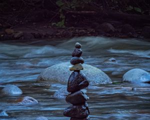 Превью обои камни, ручей, вода, природа