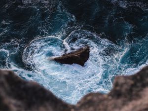 Превью обои камни, скалы, море, пена, вода