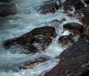 Превью обои камни, скалы, прибой, море, волны, вода