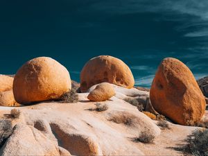 Превью обои камни, скалы, трава, облака, природа