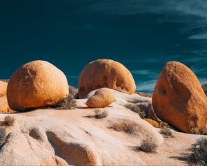 Превью обои камни, скалы, трава, облака, природа