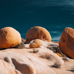 Превью обои камни, скалы, трава, облака, природа
