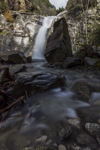 Превью обои камни, скалы, водопад, пейзаж, природа, вода