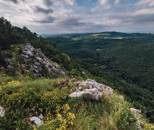 Превью обои камни, трава, природа, долина