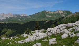 Превью обои камни, трещины, горы, небо, пейзаж