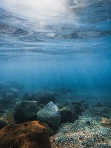 Превью обои камни, вода, подводный, галька