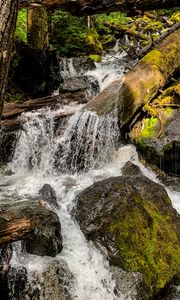 Превью обои камни, вода, ручей, природа