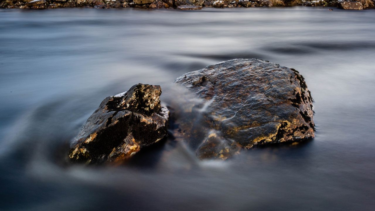 Обои камни, вода, туман, гора, природа