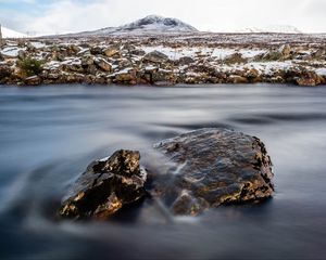 Превью обои камни, вода, туман, гора, природа