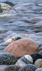 Превью обои камни, вода, волны, река, поток