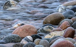 Превью обои камни, вода, волны, река, поток