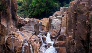 Превью обои камни, водопад, вода, природа