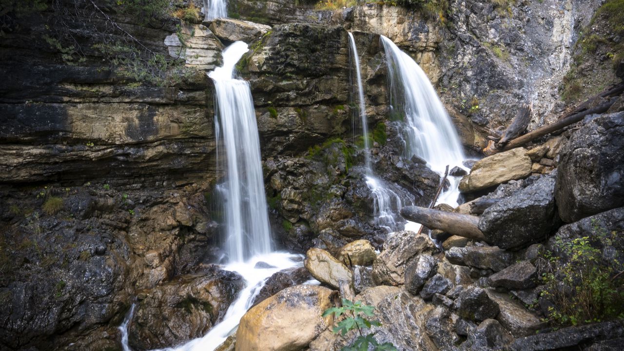 Обои камни, водопады, река, вода, скалы, горы, природа