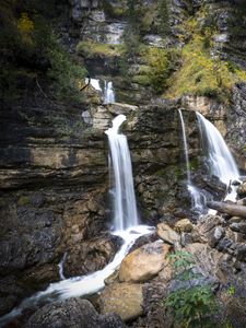 Превью обои камни, водопады, река, вода, скалы, горы, природа
