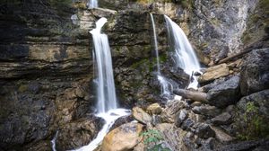 Превью обои камни, водопады, река, вода, скалы, горы, природа