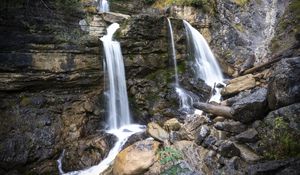 Превью обои камни, водопады, река, вода, скалы, горы, природа