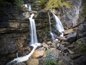Превью обои камни, водопады, река, вода, скалы, горы, природа
