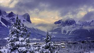 Превью обои канада, горы, alberta, banff national park, снег, зима