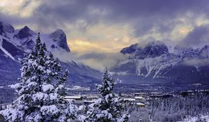 Превью обои канада, горы, alberta, banff national park, снег, зима