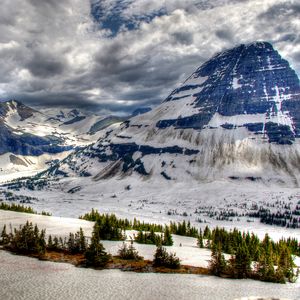 Превью обои канада, парк, горы, снег, вершины, hdr
