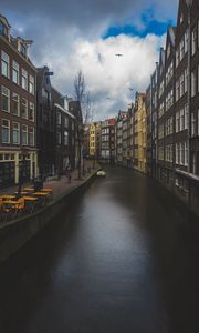 Превью обои канал, здания, архитектура, амстердам, нидерланды