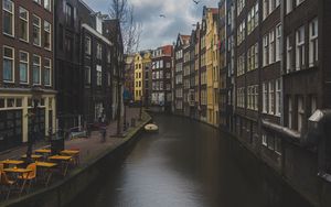 Превью обои канал, здания, архитектура, амстердам, нидерланды