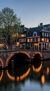Превью обои канал, здания, мост, кайзерграхт, амстердам