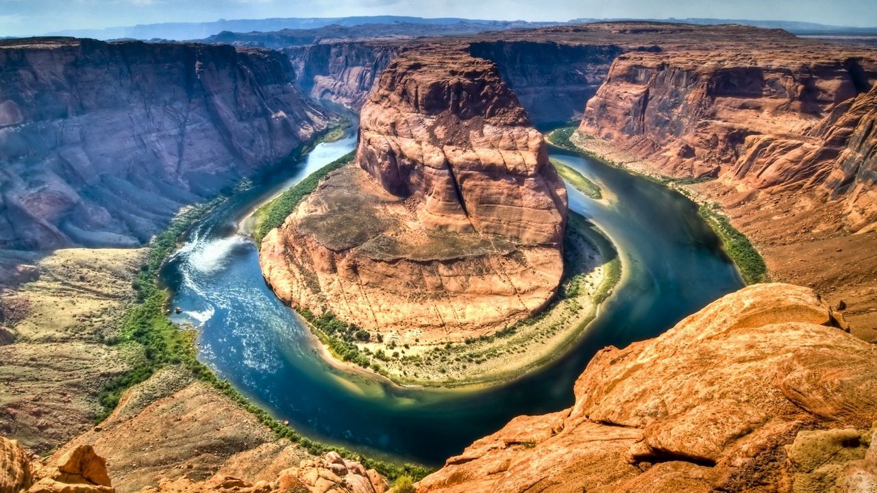 Обои каньон, река, изгиб, поворот