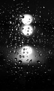 Превью обои капли, блики, чб, стекло