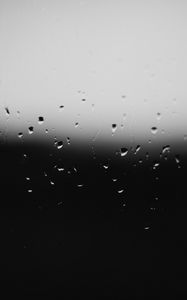 Превью обои капли, чб, стекло, вода