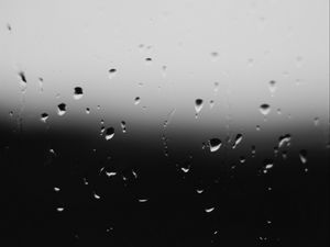 Превью обои капли, чб, стекло, вода