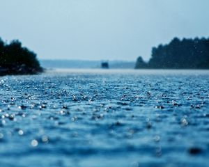 Превью обои капли, дождь, поверхность, вода, осадки