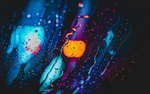Превью обои капли, размытость, неон, свечение, блики