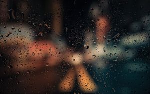 Превью обои капли, стекло, брызги, размытость