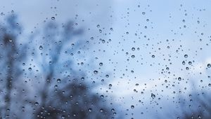 Превью обои капли, стекло, дождь, влажный, размытость, окно