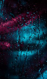 Превью обои капли, стекло, дождь, влага, окно, поверхность, темный