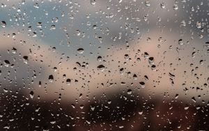Превью обои капли, стекло, дождь, окно, влага, размытость