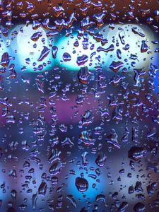Превью обои капли, стекло, макро, дождь, влага, поверхность, объем