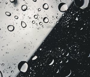 Превью обои капли, стекло, макро, черно-белый, чб