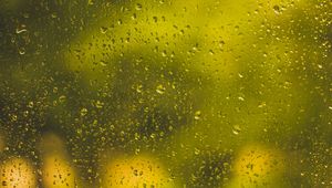 Превью обои капли, стекло, поверхность, желтый