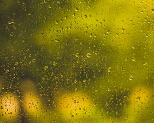 Превью обои капли, стекло, поверхность, желтый